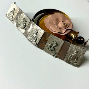 🖤Vtg Dragon & Buddha panel bracelet